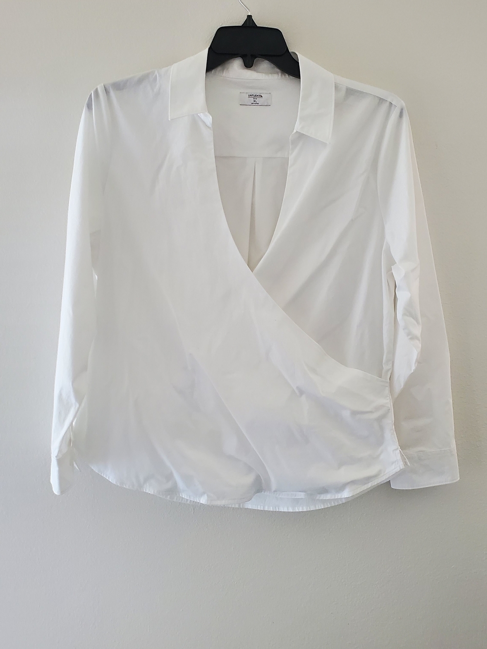 UNTUCKit Cotton Wrap-Front Long Sleeve Blouse Size XL